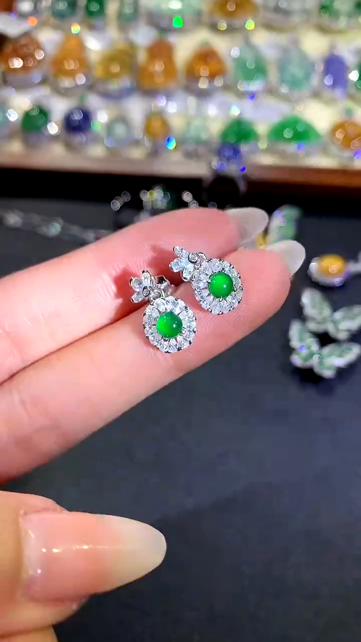 【闪购商品】翡翠耳饰银S925镶嵌229-耳饰（多样性发货一件