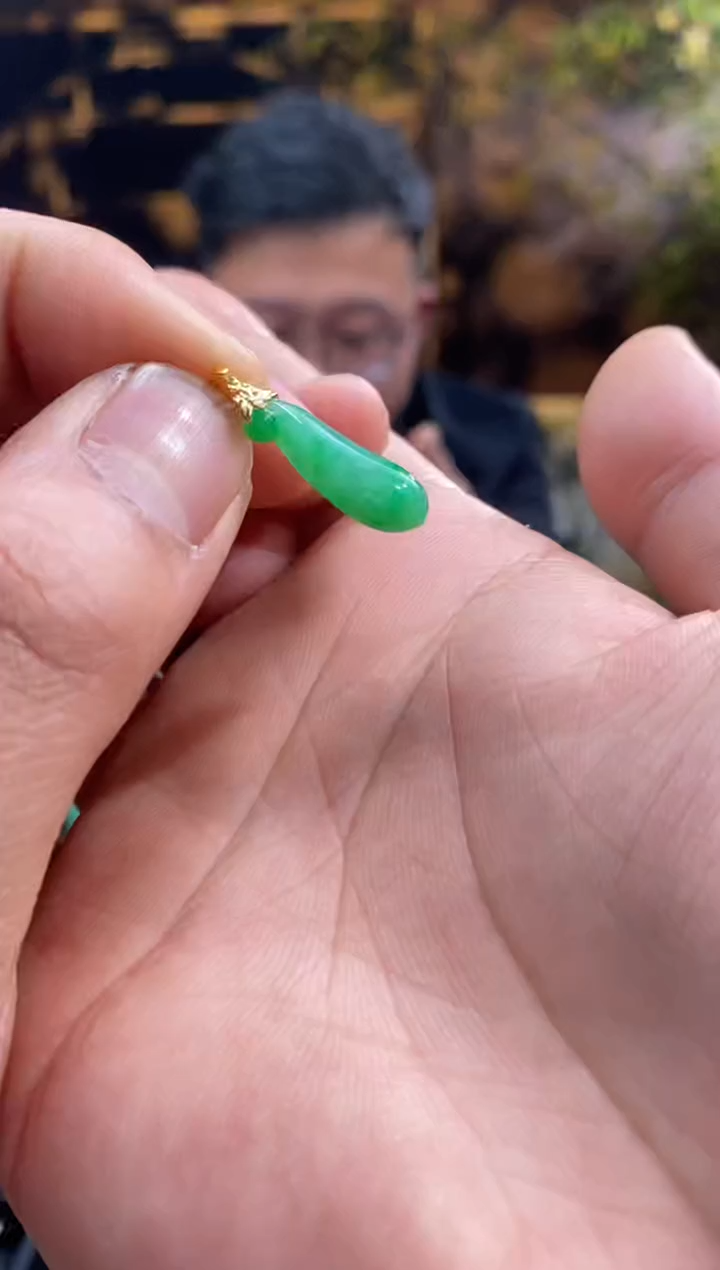 【闪购商品】翡翠吊坠(不含链)18K金镶嵌k00187-天然翡翠a货吊坠