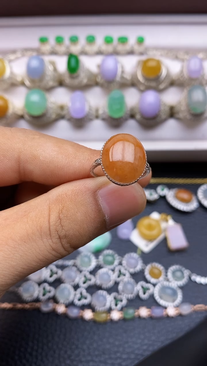 翡翠戒指银S925镶嵌/2256