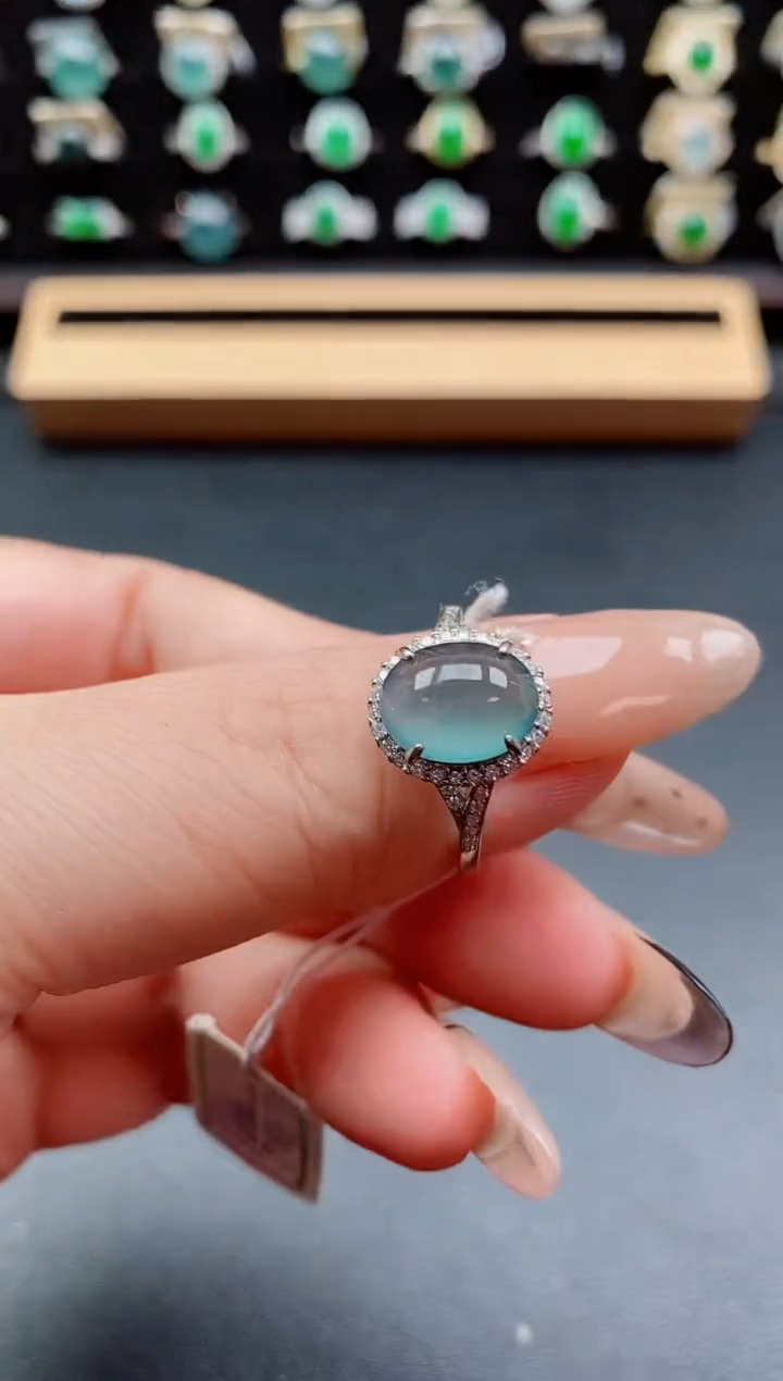 银S925镶嵌戒指翡翠1
