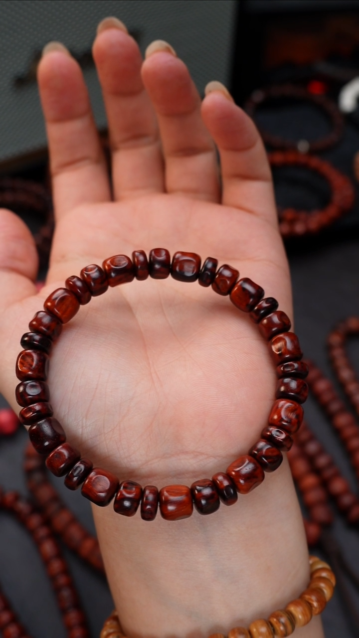 手串/手链小叶紫檀小叶紫檀8+黑飘红芝麻点藏式单圈