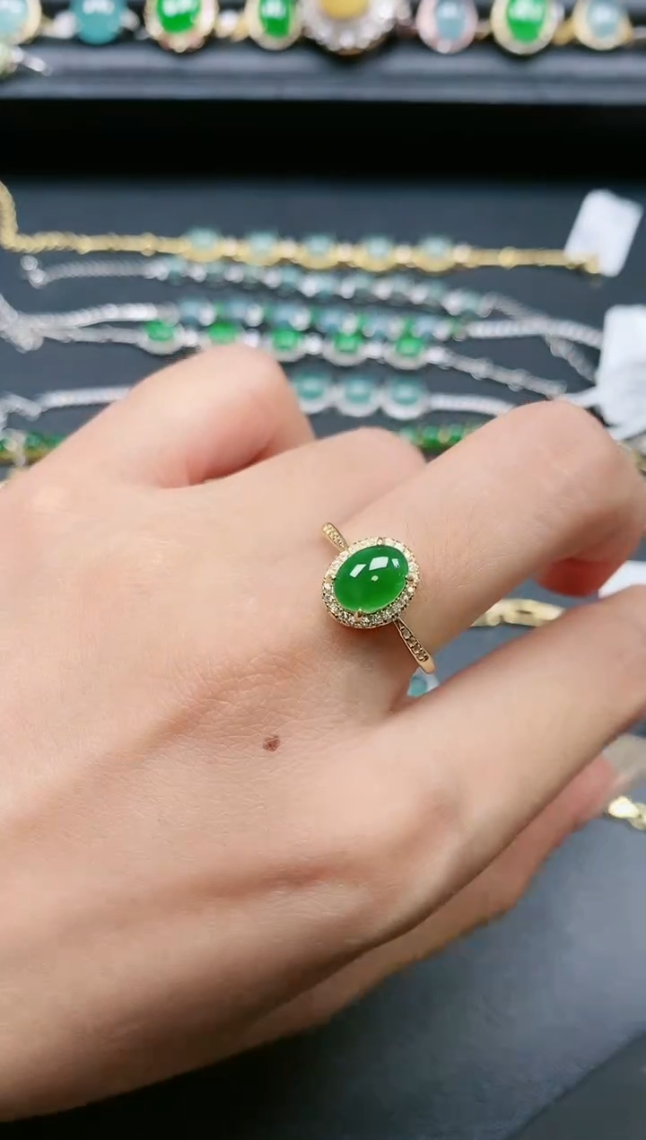 翡翠戒指银S925镶嵌11111