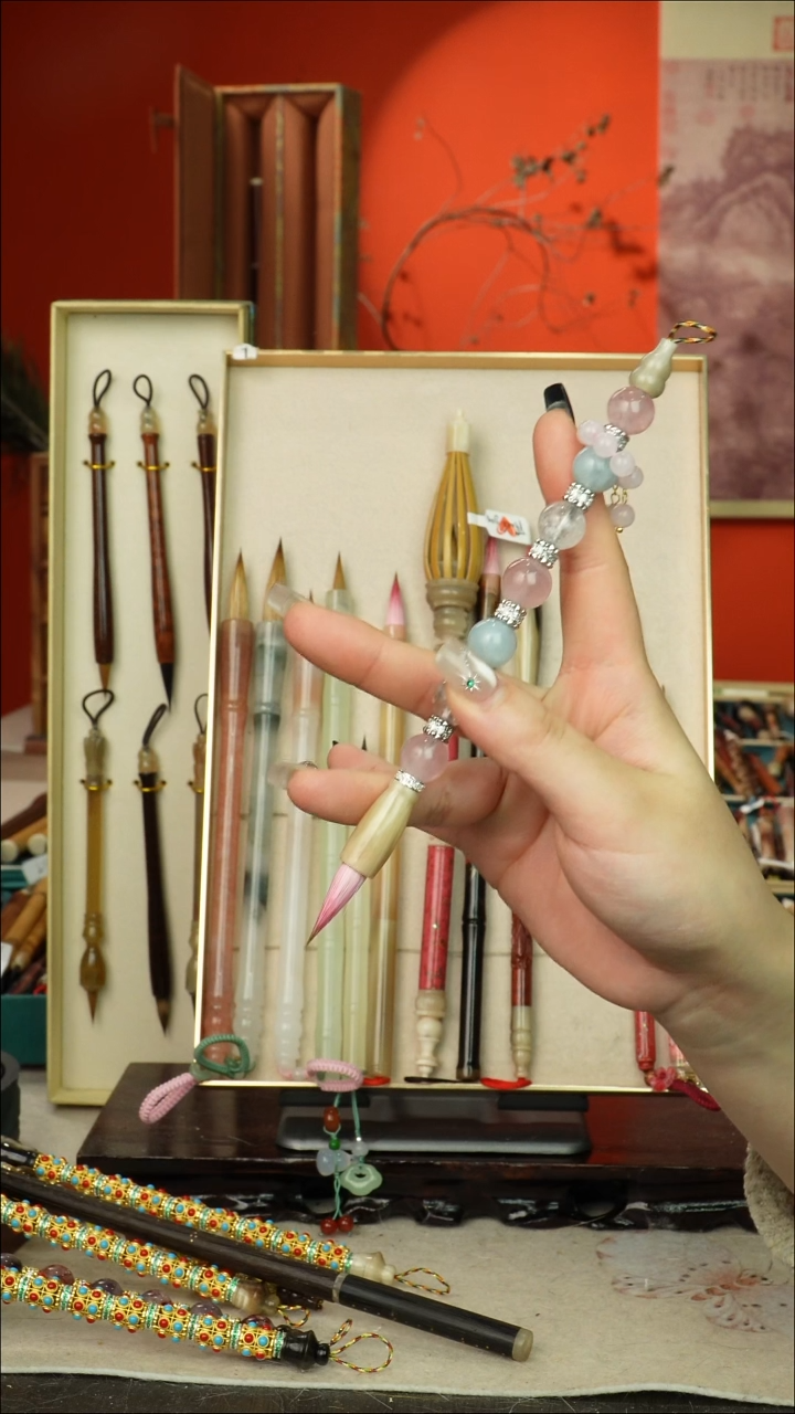 382号闪孤品高货毛笔链接 清水试笔 蘸墨不退