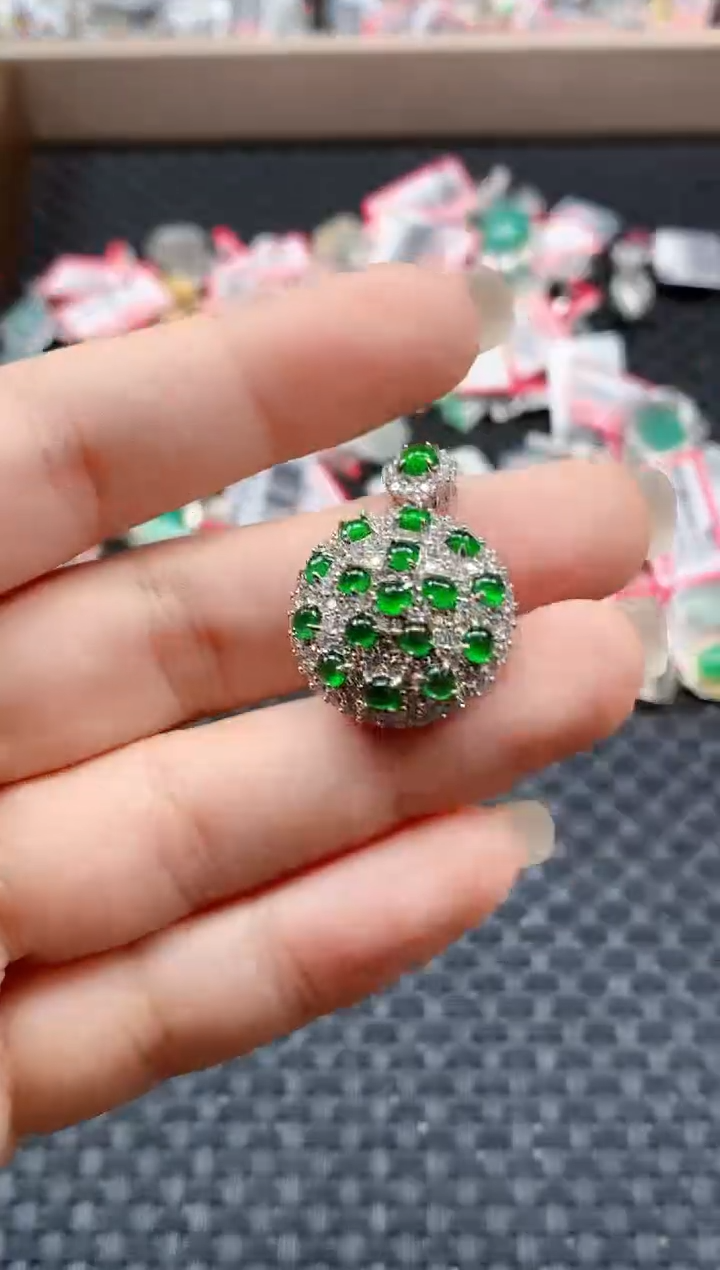 银S925镶嵌戒指翡翠天然A货缅甸翡翠