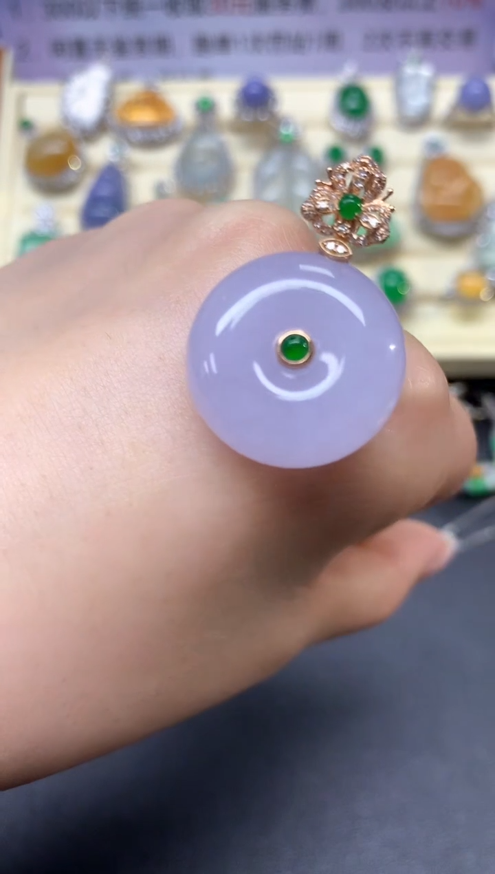 【闪购商品】翡翠吊坠(不含链)18K金镶嵌吊坠|3550+355