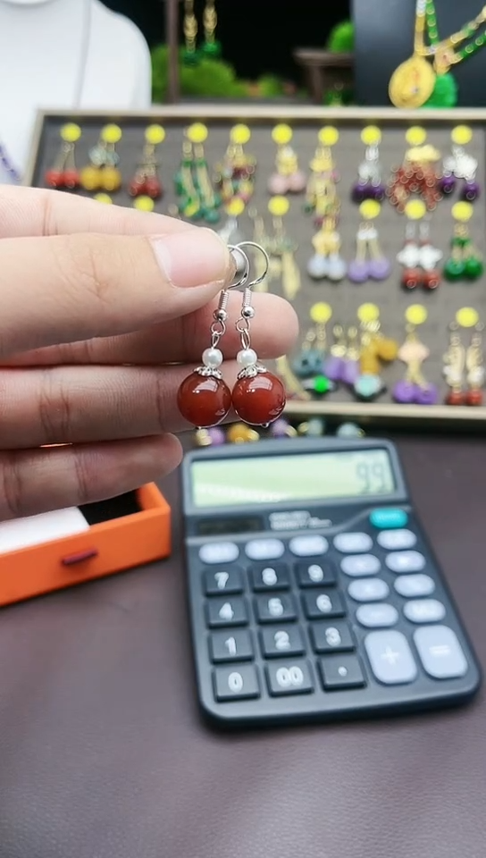 【闪购商品】南红玛瑙耳饰银S925镶嵌303000