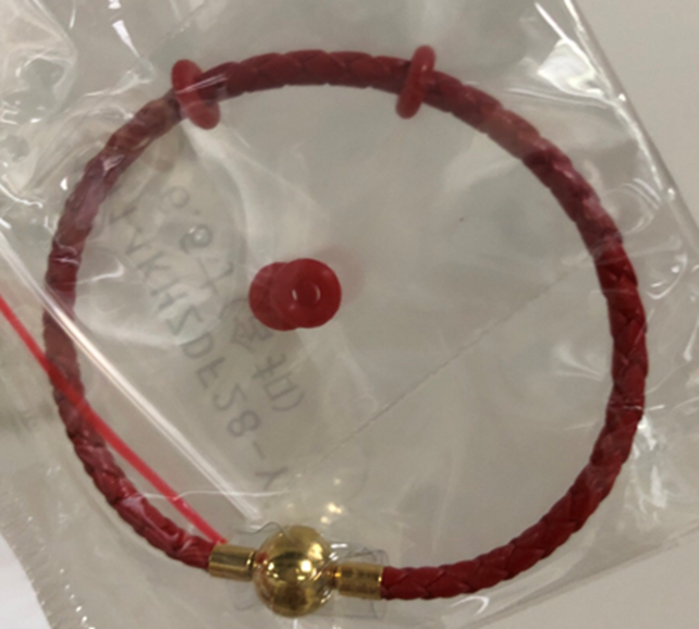 红色女款手绳7寸（皮绳直径2.5mm)
