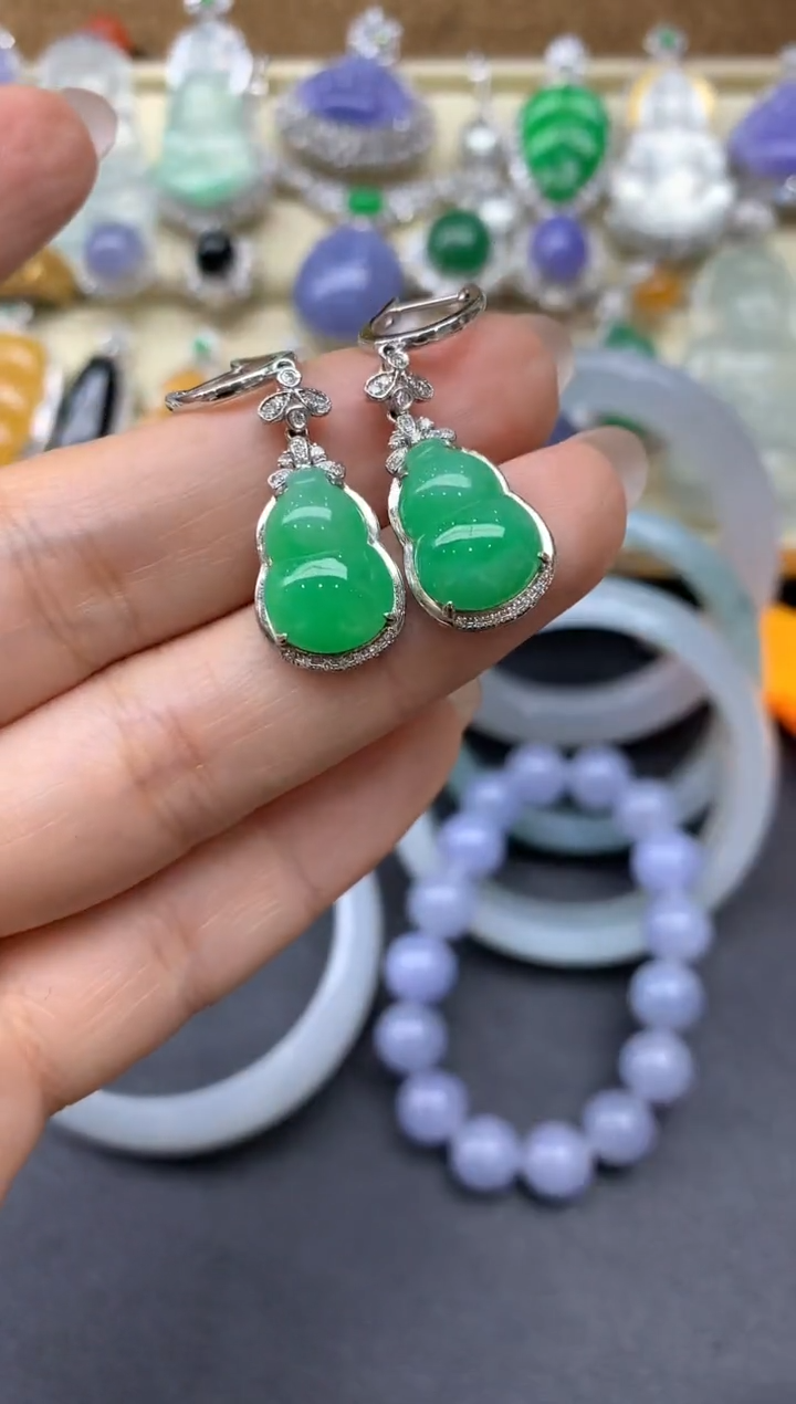 【闪购商品】翡翠耳饰18K金镶嵌397-中国好珍宝