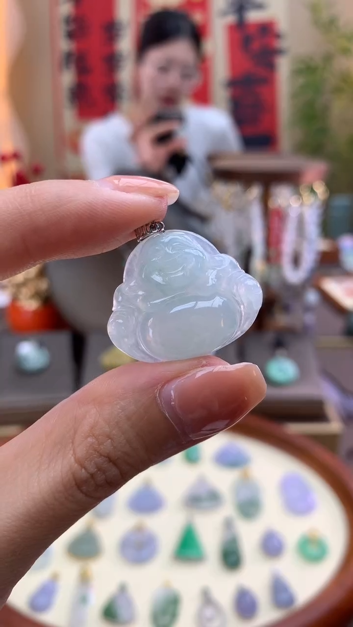 【闪购商品】翡翠颈饰18K金镶嵌佛公