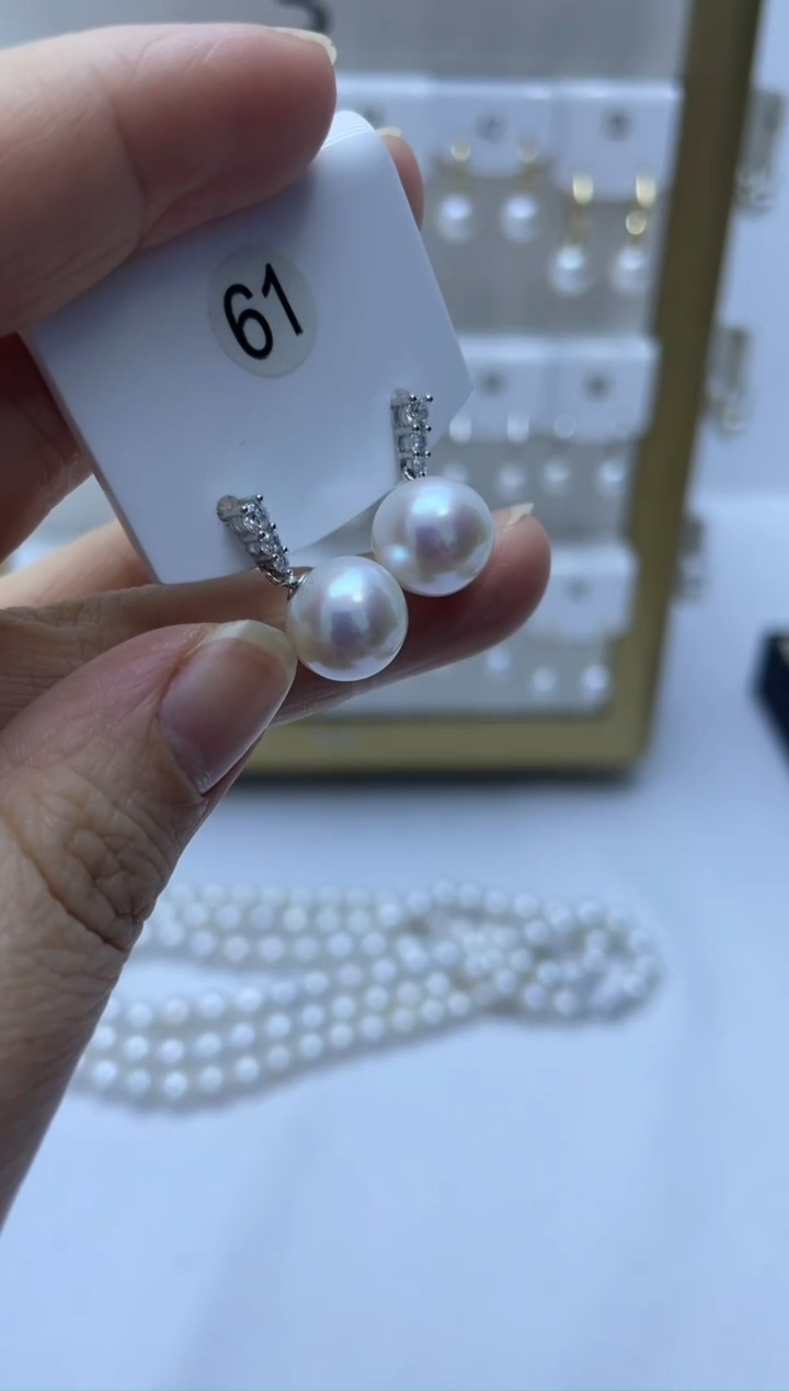 银S925镶嵌耳饰淡水珍珠61
