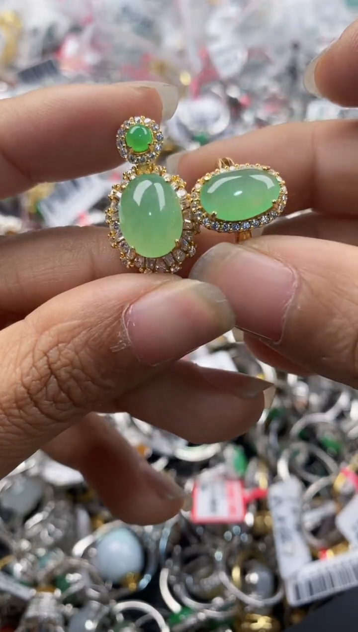 银S925镶嵌戒指翡翠10                 1