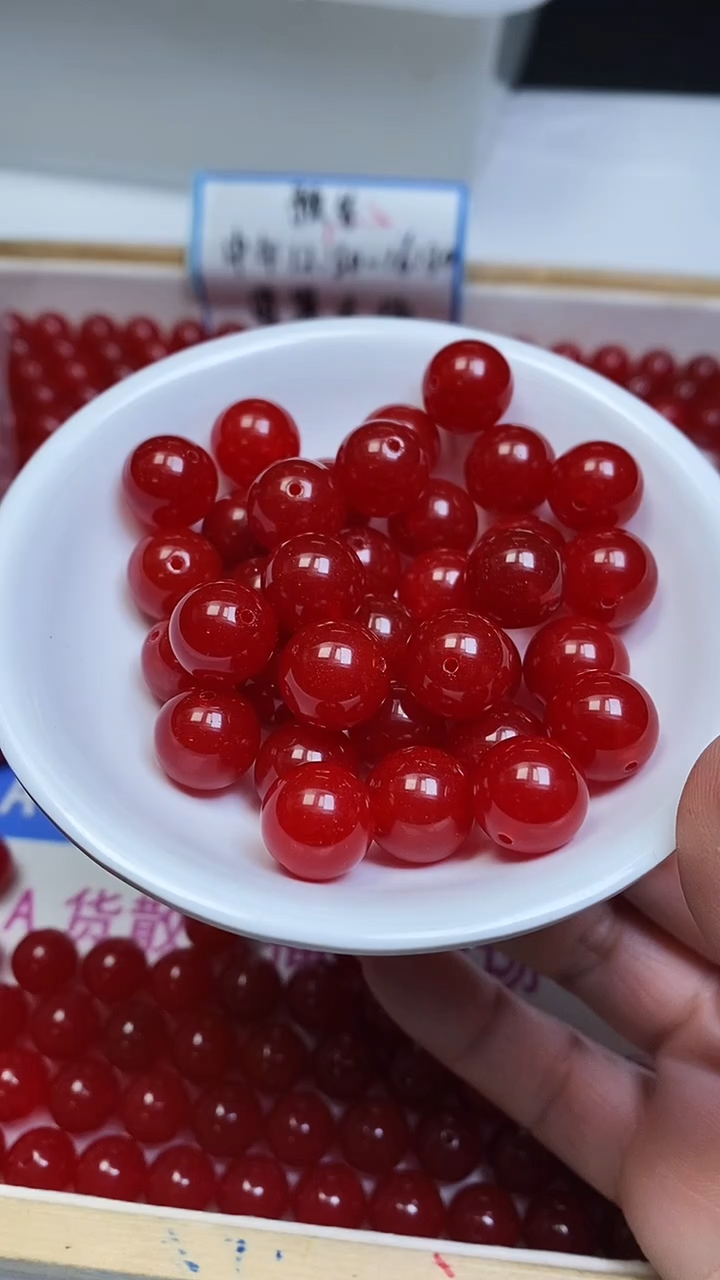 未镶嵌散珠玛瑙/玉髓M148 鸽血红12mm8个9.9元