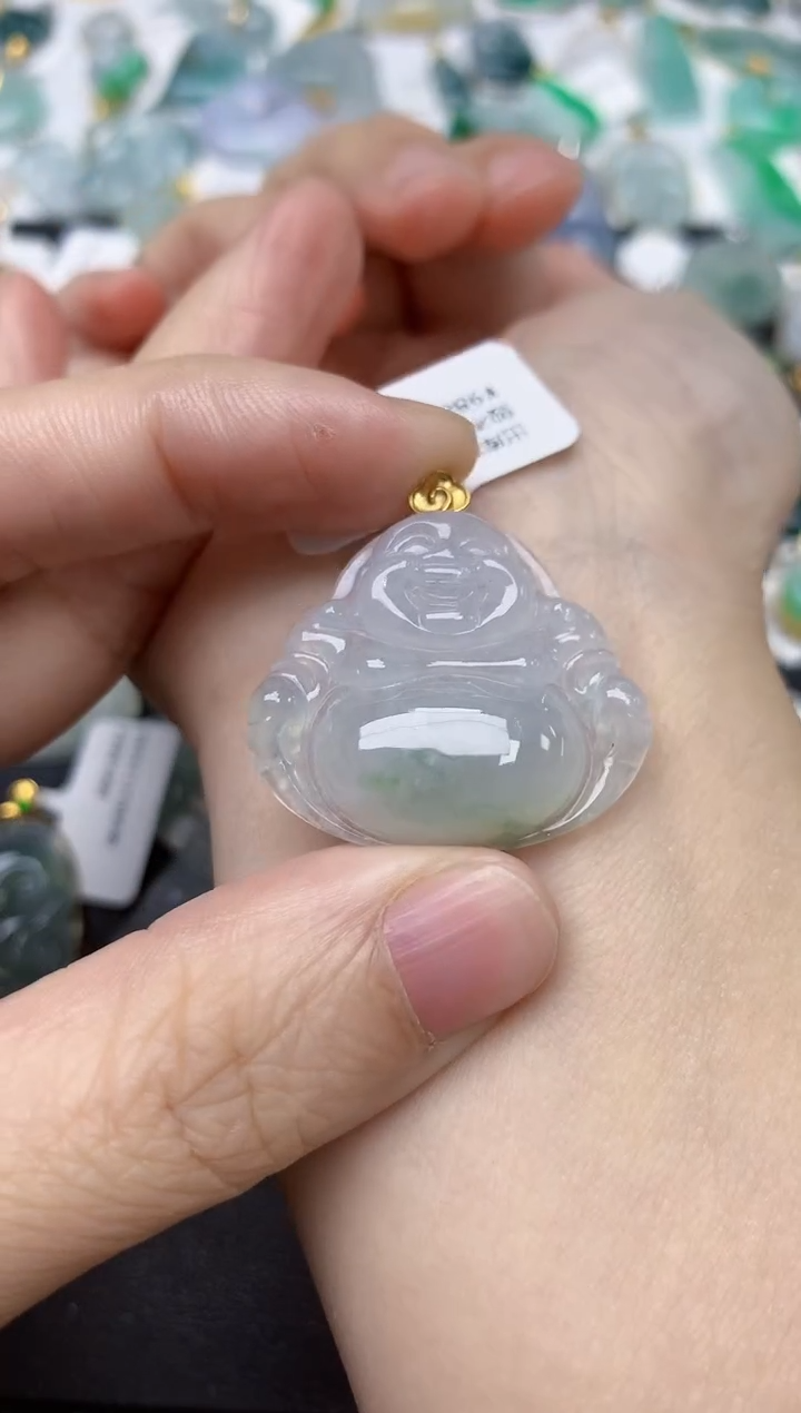 颈饰18K金镶嵌翡翠天然缅甸A货翡翠