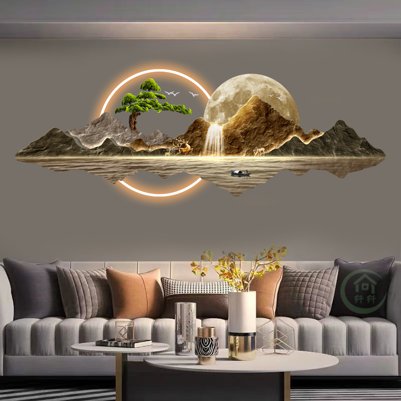 现代金山轻奢挂件画客厅景墙画大气金山配饰挂画高端大气全屋配画
