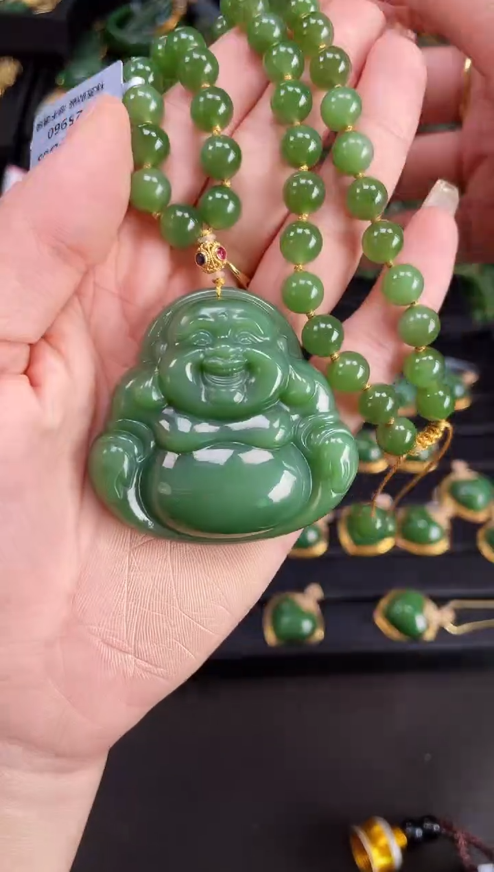 【闪购商品】和田玉套链18K金镶嵌50MM 多样性发一Z