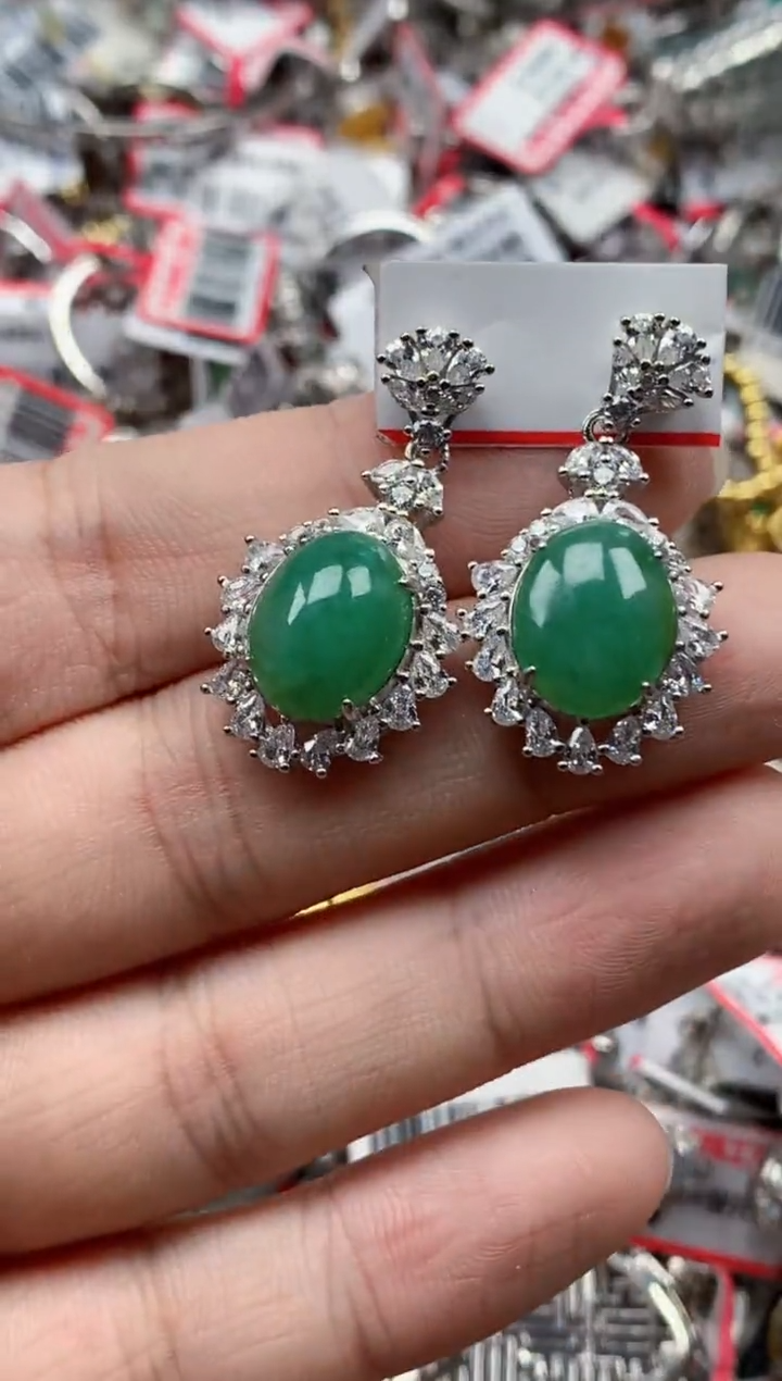 银S925镶嵌戒指翡翠天然A货缅甸翡翠