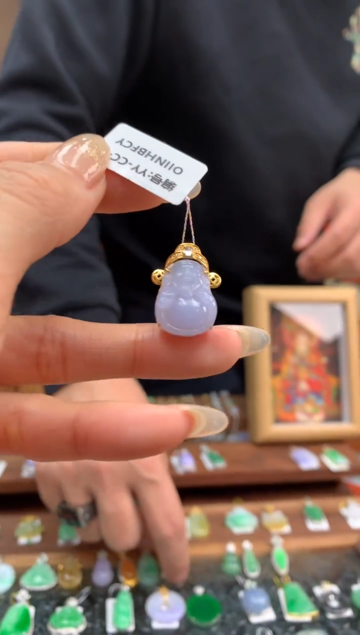 【闪购商品】翡翠颈饰18K金镶嵌财神