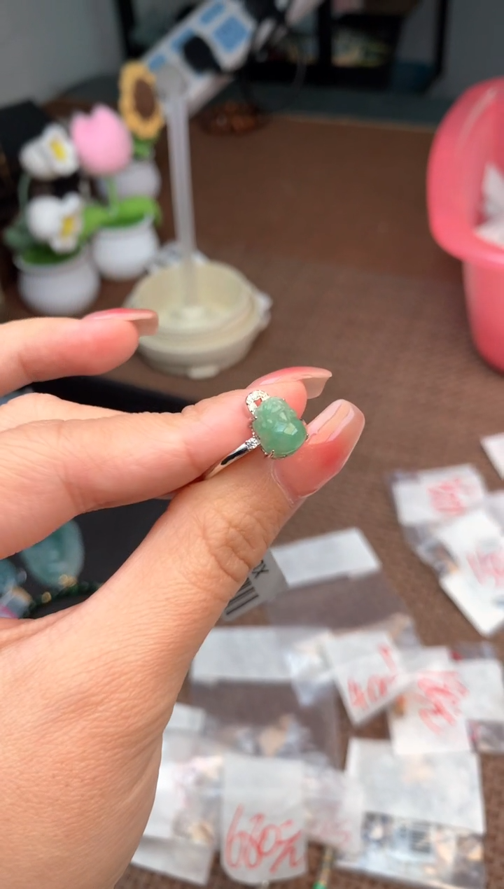 银S925镶嵌挂件翡翠一