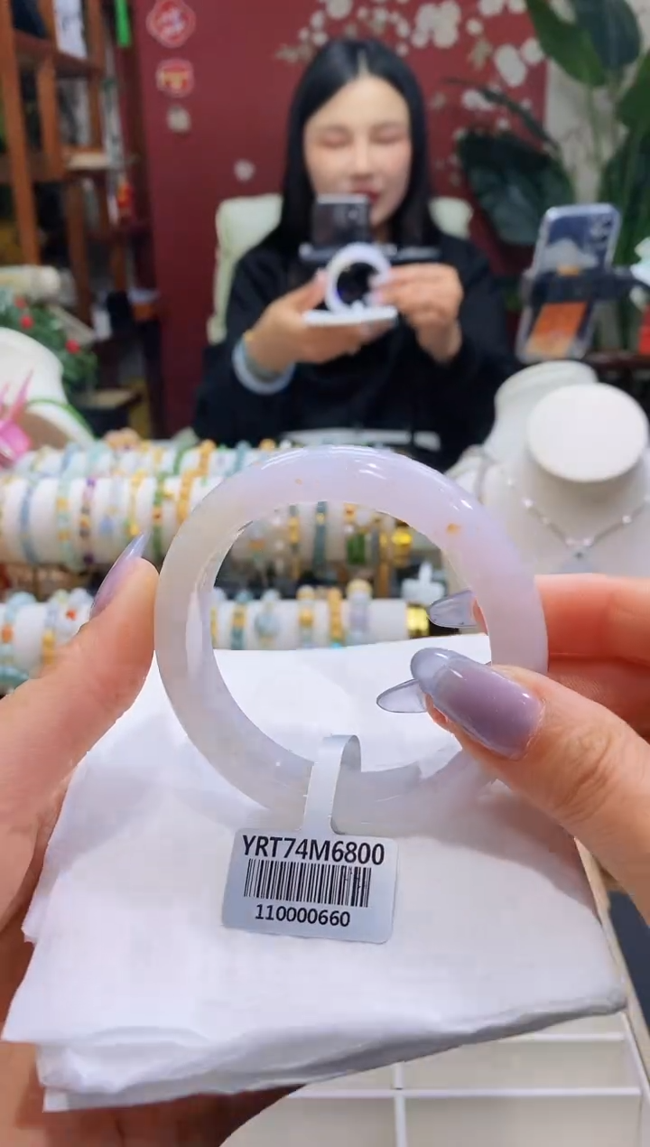 【闪购商品】翡翠手镯未镶嵌170粉紫55.7桂花糕12.8*8.7