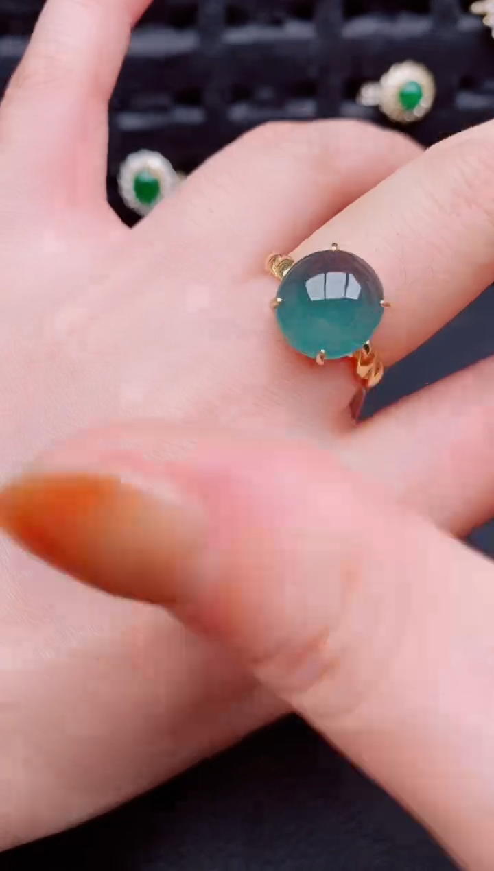 【闪购商品】翡翠戒指银S925镶嵌天然a货翡翠194