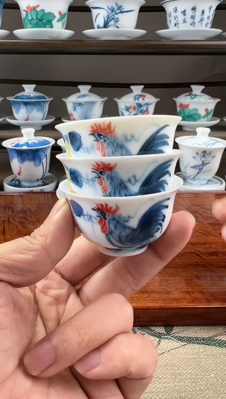 微瑕公鸡美人杯3个