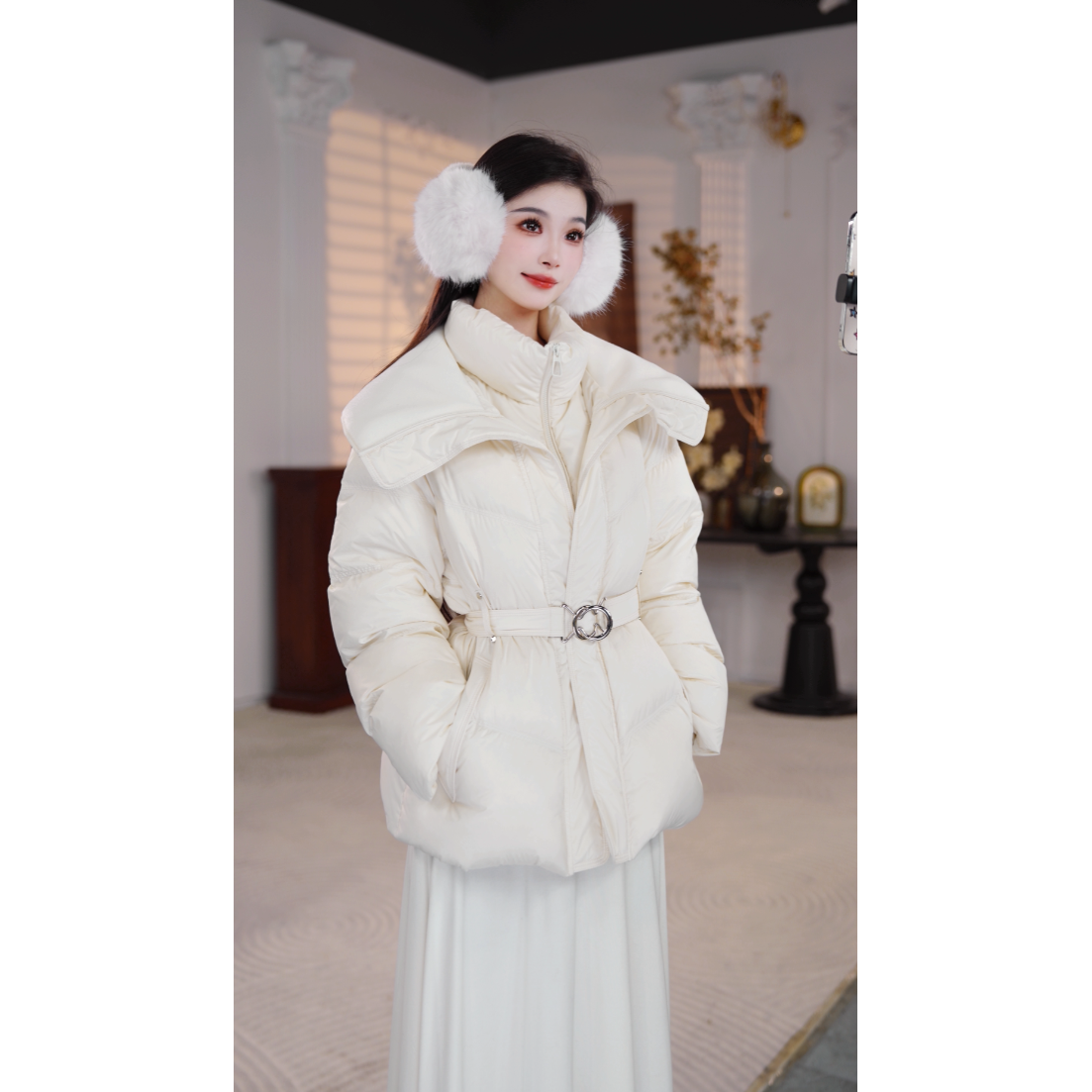 【90鸭绒】 TIMX 2025 设计师新款 收腰翻领羽绒服JYYRQY2222