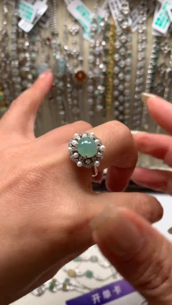 银S925镶嵌戒指翡翠1
