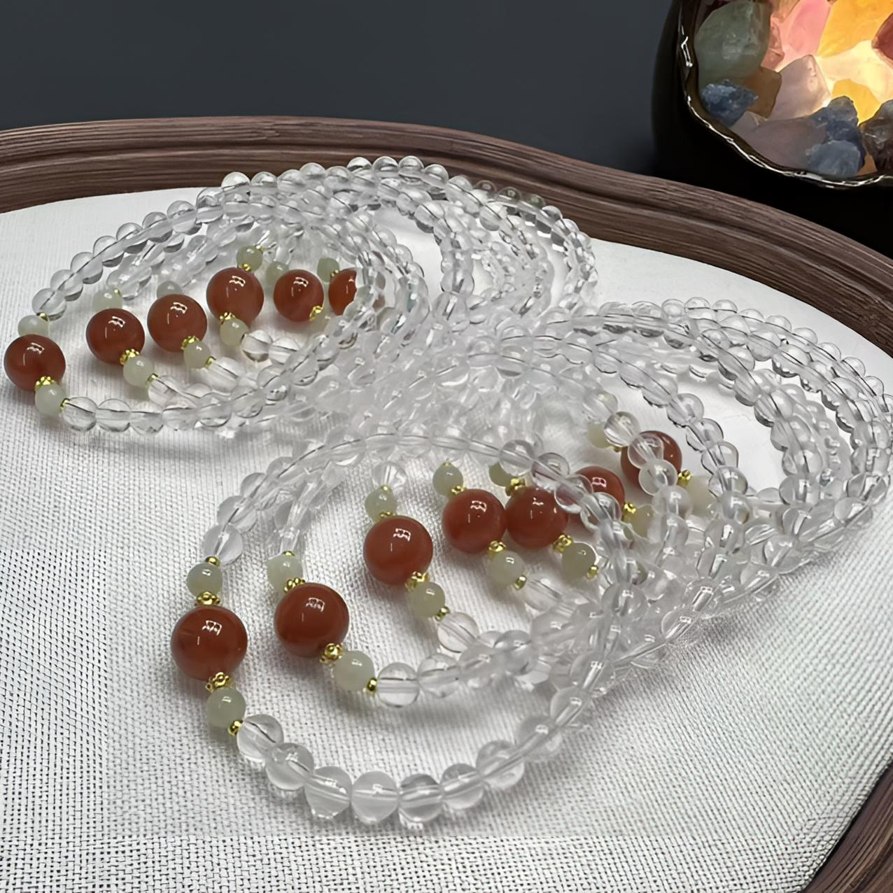 A45白水晶+南红玛瑙设计款DIY单圈手串精致女款【多样性发一】