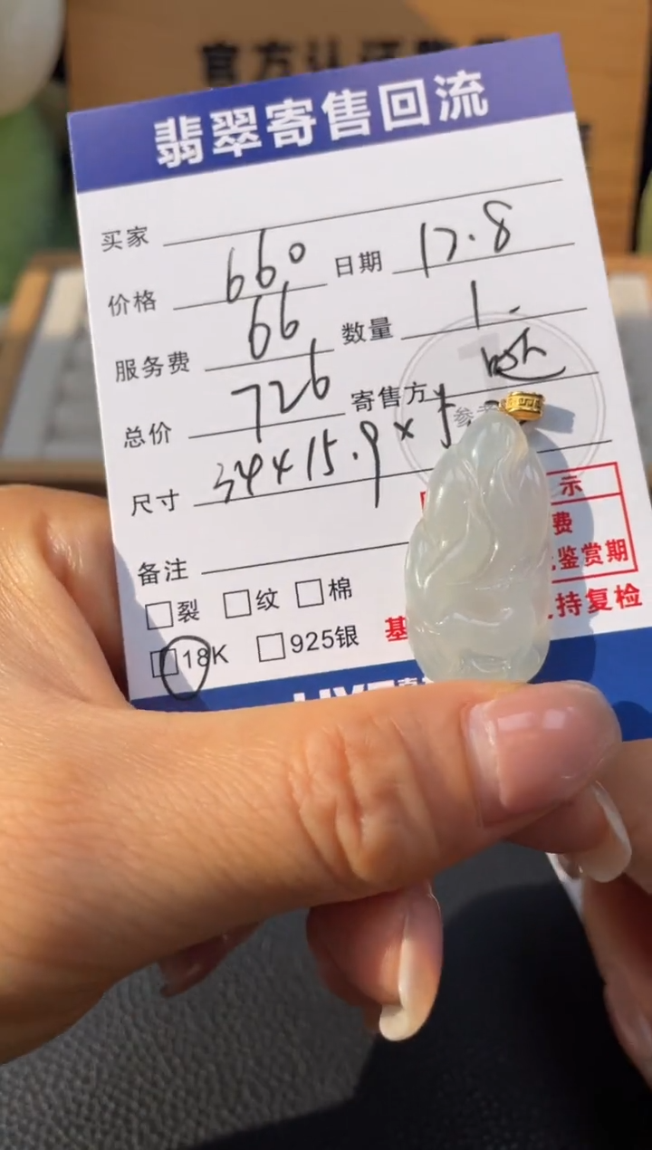 颈饰18K金镶嵌翡翠10151607