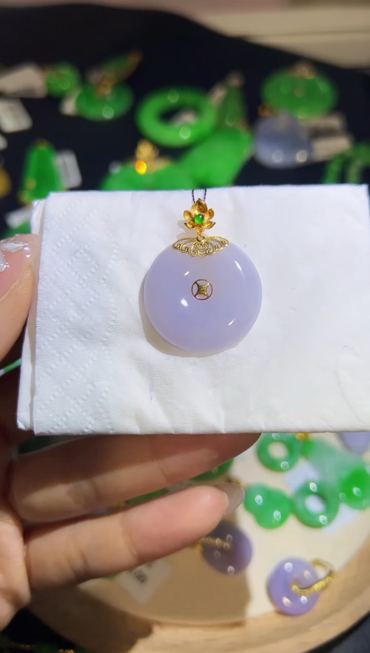 【闪购商品】翡翠颈饰18K金镶嵌Q缅料A货翡翠/支持复检/一件
