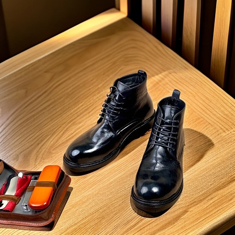 秋冬男士加绒新品马皮高档男鞋马丁靴男真皮休闲皮鞋圆头短靴百搭