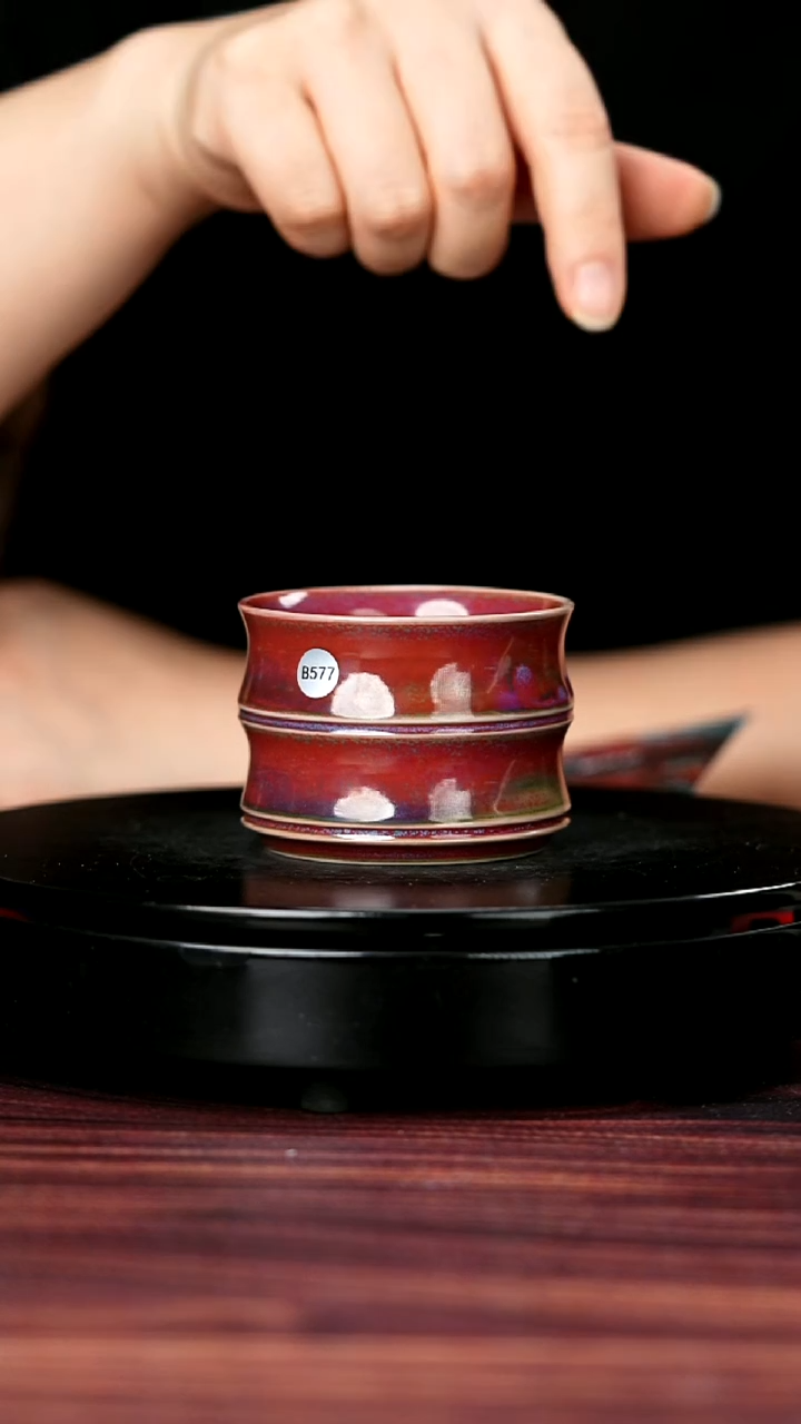 杯子B577#李盼龙一级品原矿钧瓷竹节杯