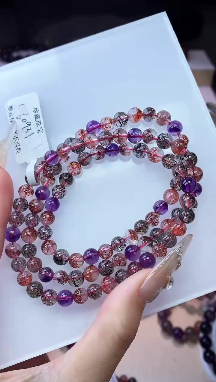 【闪购商品】水晶手链未镶嵌黑加仑超七多圈6m+