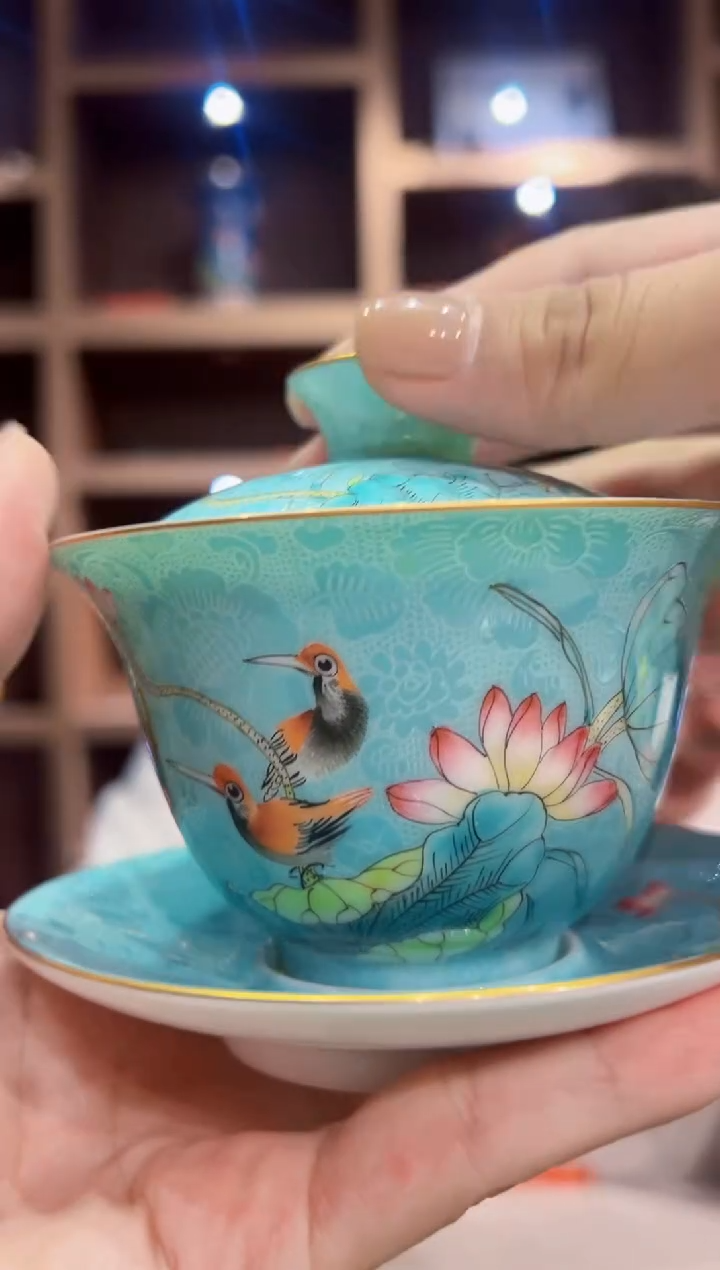 盖碗景德镇陶瓷馆里扒花杯237