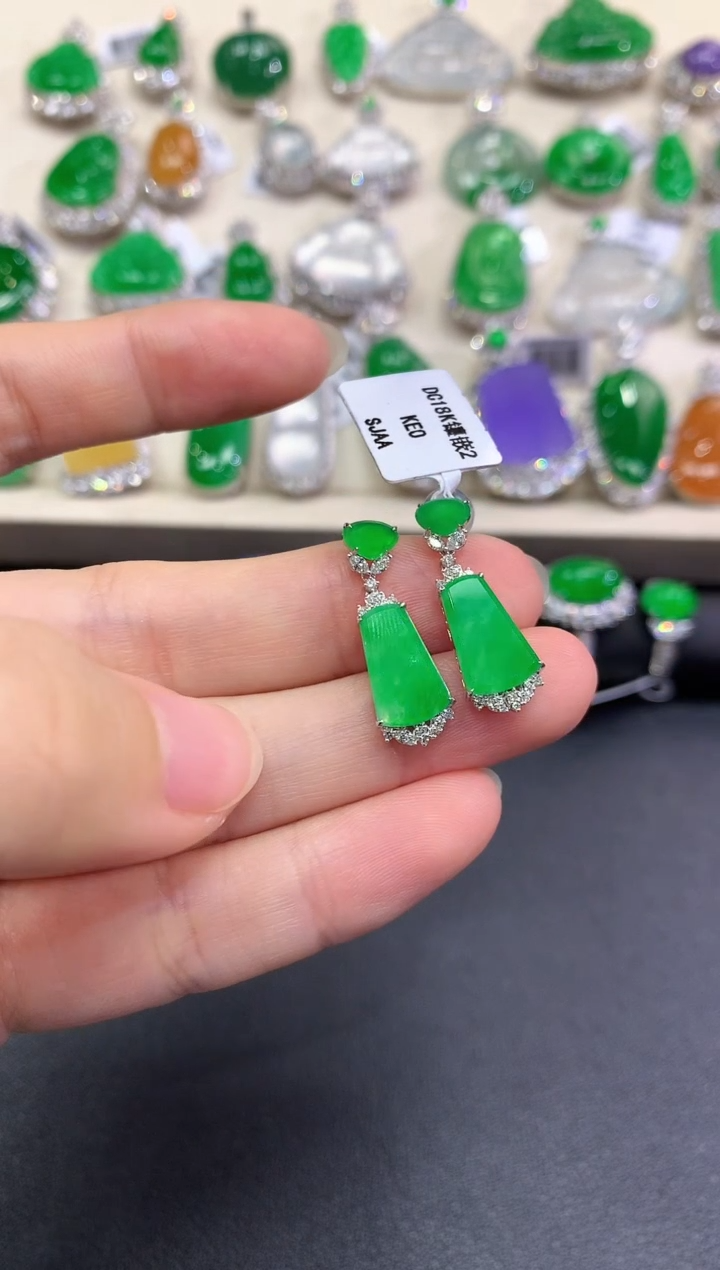 【闪购商品】翡翠耳饰18K金镶嵌D8   