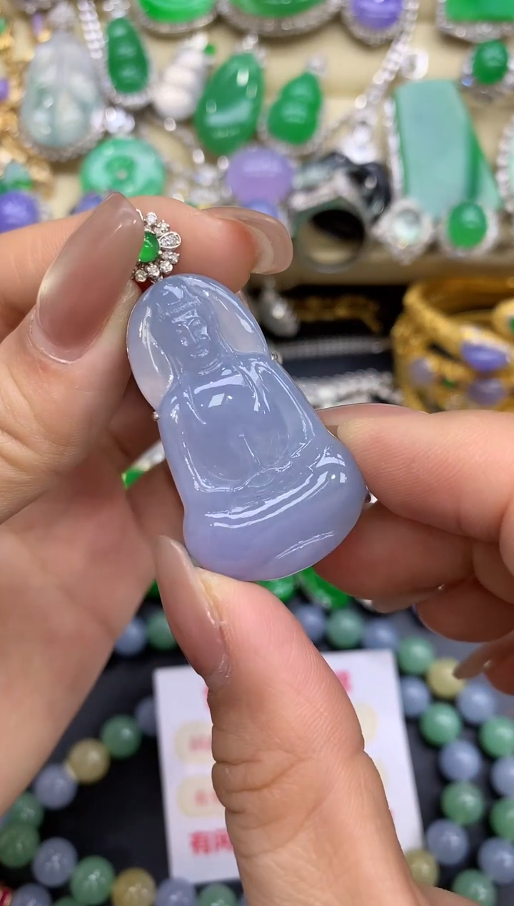 颈饰18K金镶嵌翡翠406-中国好珍宝