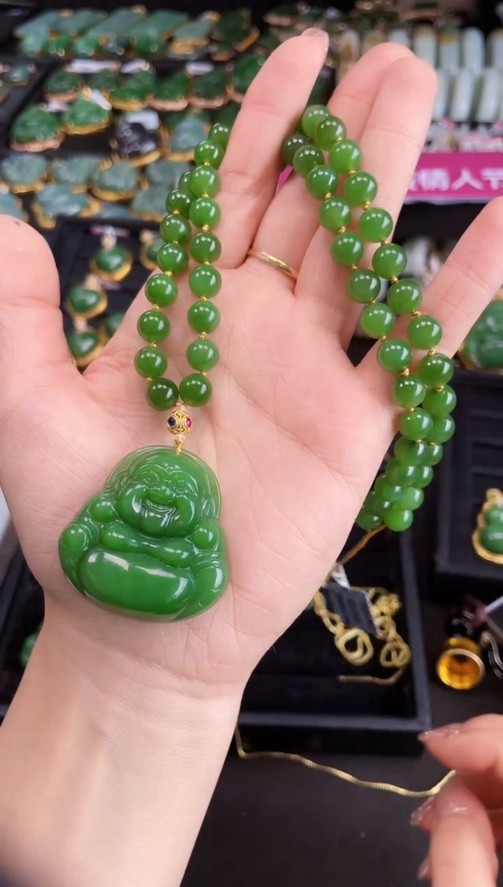 【闪购商品】和田玉套链18K金镶嵌40MM多样性发一