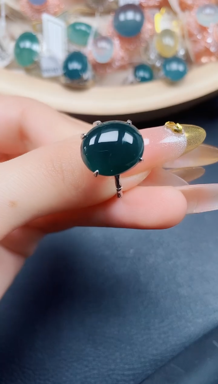 【闪购商品】翡翠戒指银S925镶嵌翡翠
