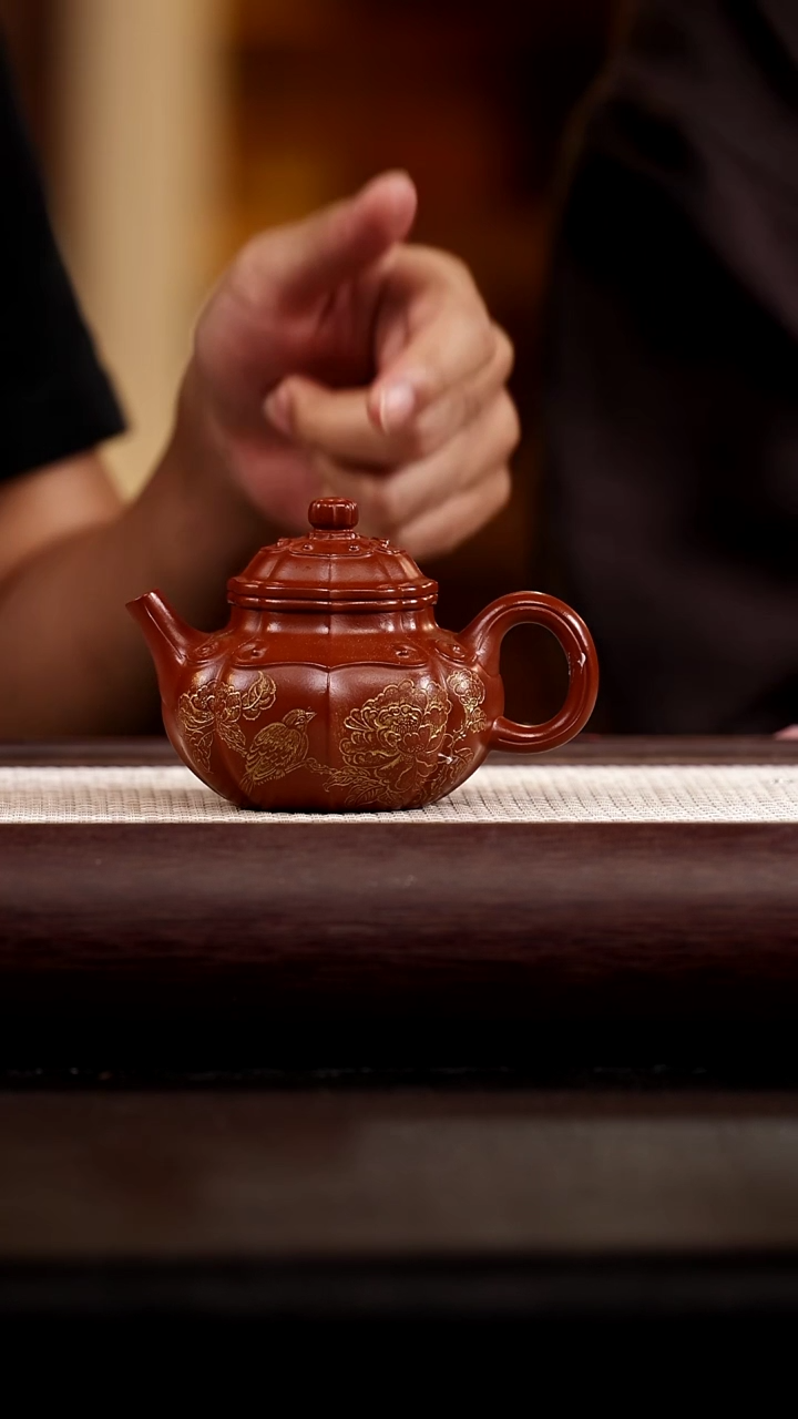 茶杯紫砂蒋工堂   大红袍  如意容天