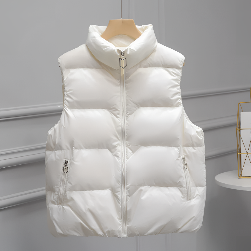 2025春秋白鸭绒马甲女短款百搭羽绒马夹宽松显瘦休闲时尚保暖外套