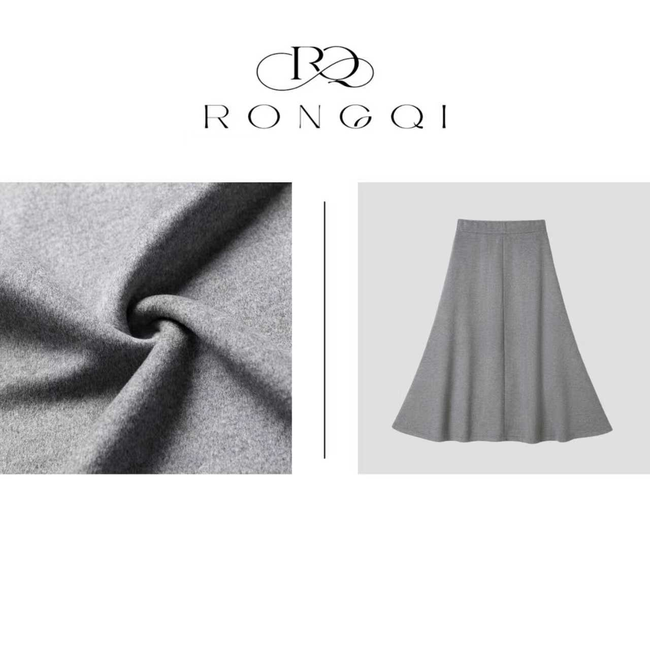 气质高级感简约百搭a字裙秋季遮跨显瘦休闲松紧腰半身裙RQ26AW008