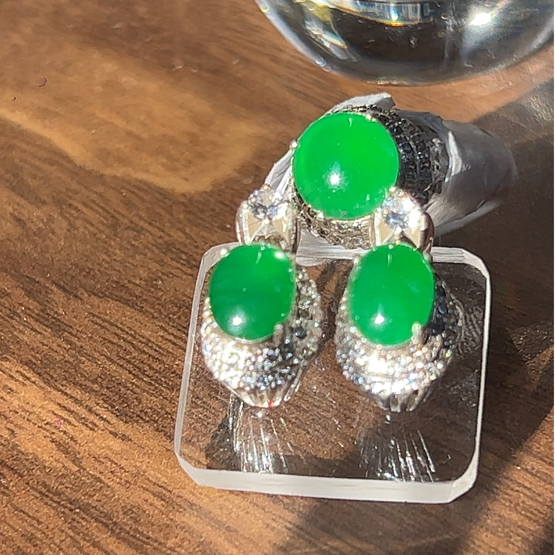 麦邦珠宝甄选 缅甸天然翡翠A货 戒面蛋面 翡翠戒指男款女款鸽子蛋