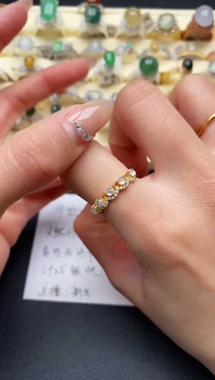 【闪购商品】翡翠戒指银S925镶嵌2222222+3