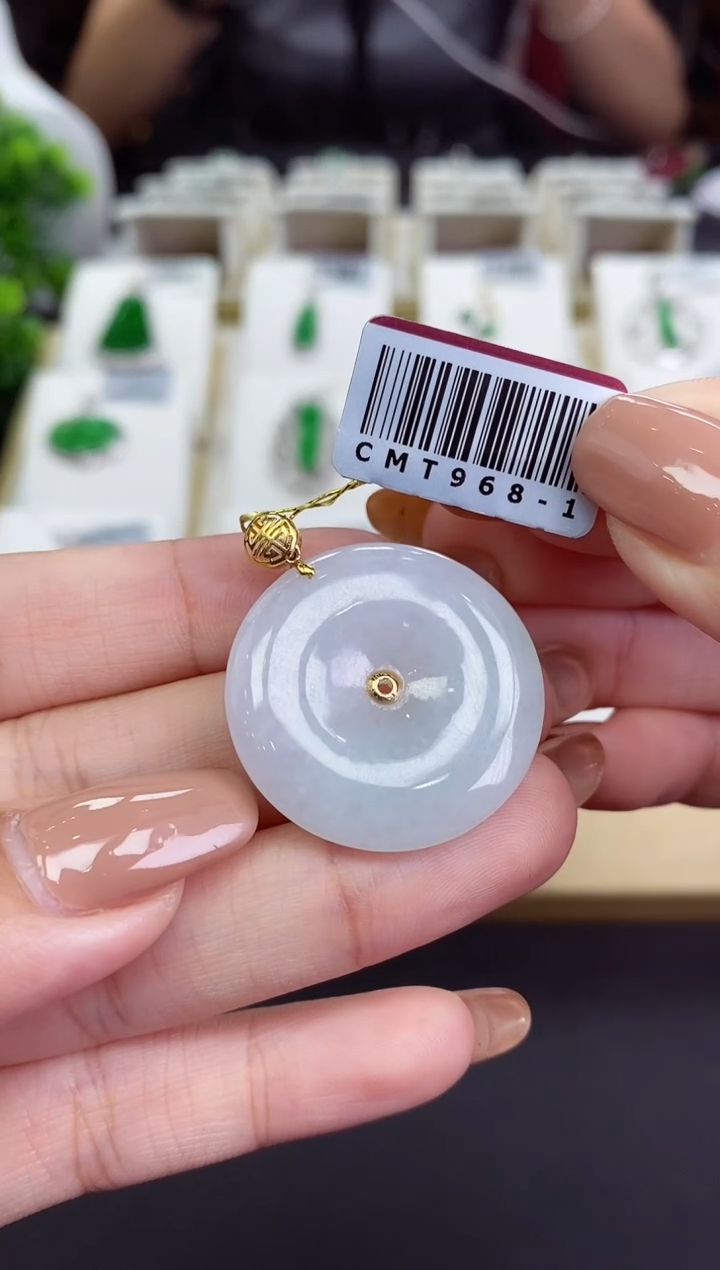 翡翠18K金镶嵌吊坠(不含链)平安扣多样性发其一@@CMT968-1