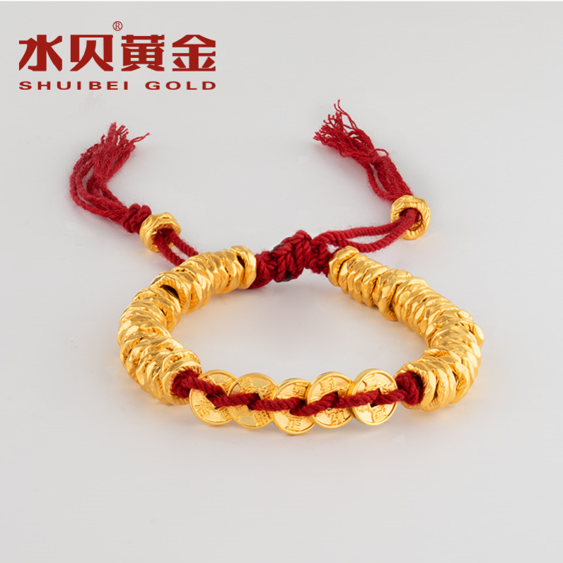水贝足金999盘缠五帝链子