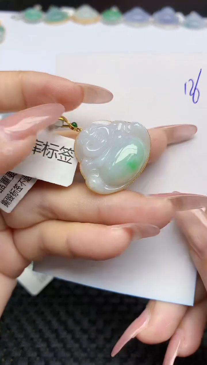 【闪购商品】翡翠颈饰18K金镶嵌天然A货翡翠 126