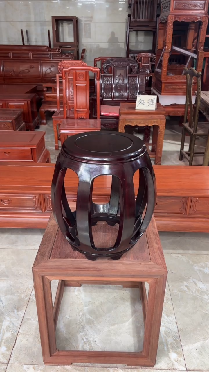 紫檀木类成套家具酸枝木44高鼓凳