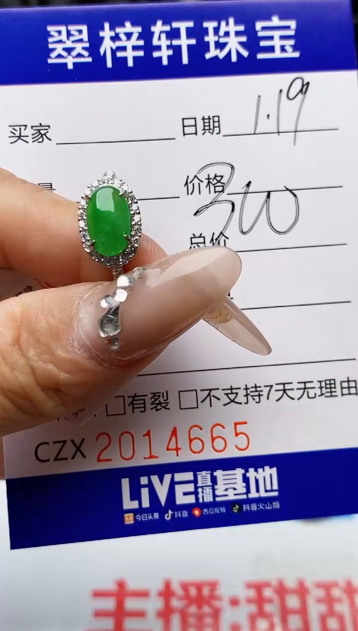 【闪购商品】翡翠戒指银S925镶嵌4665