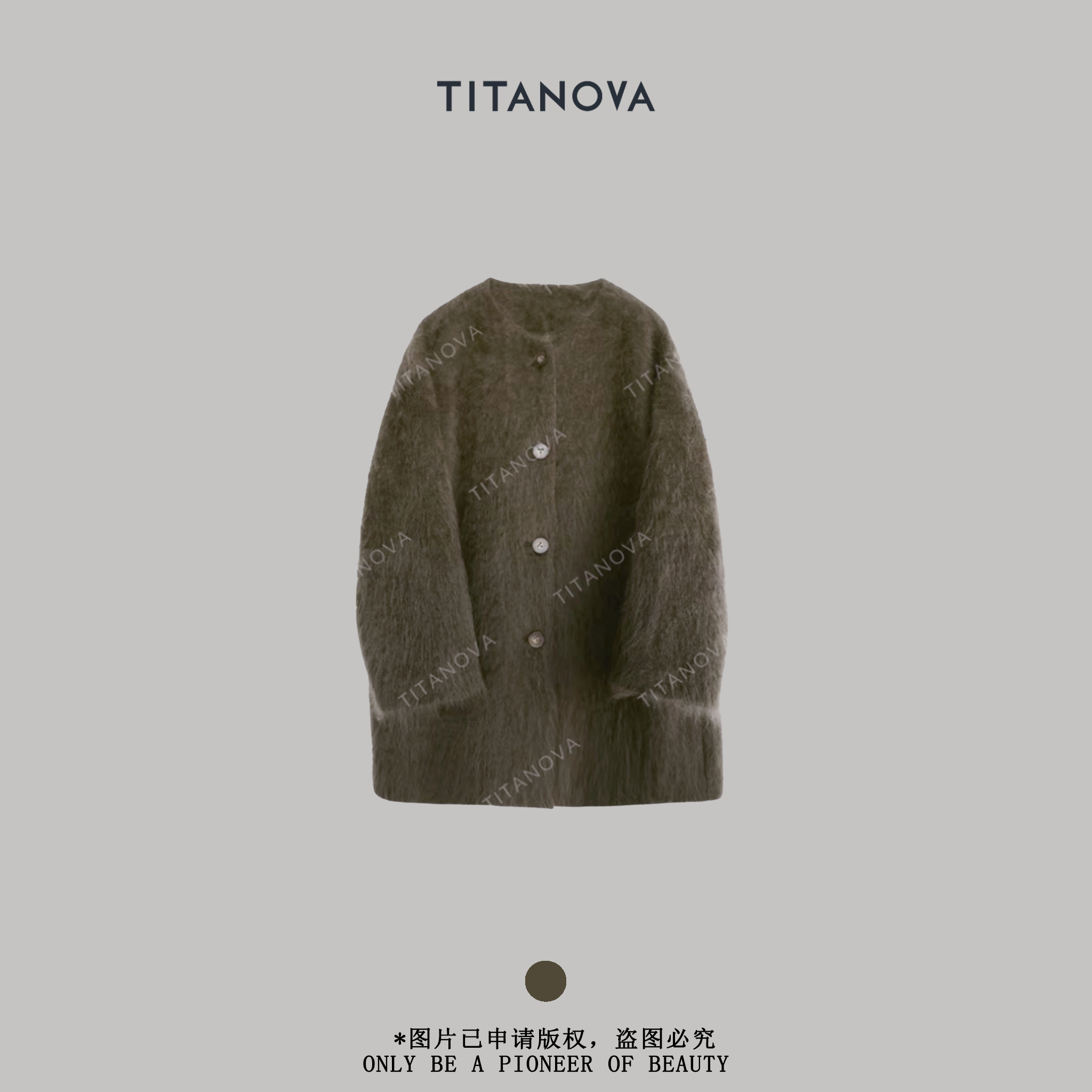 【宁不凡】现1绿松石|绵羊毛+山羊绒拉毛中长款呢子外套N5WT0907