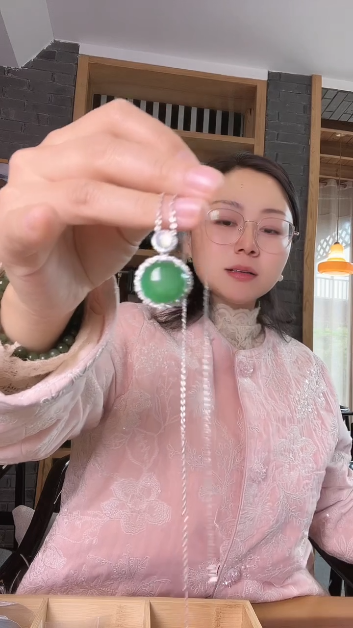 纯铜无非金属锡合金苹果绿项链----